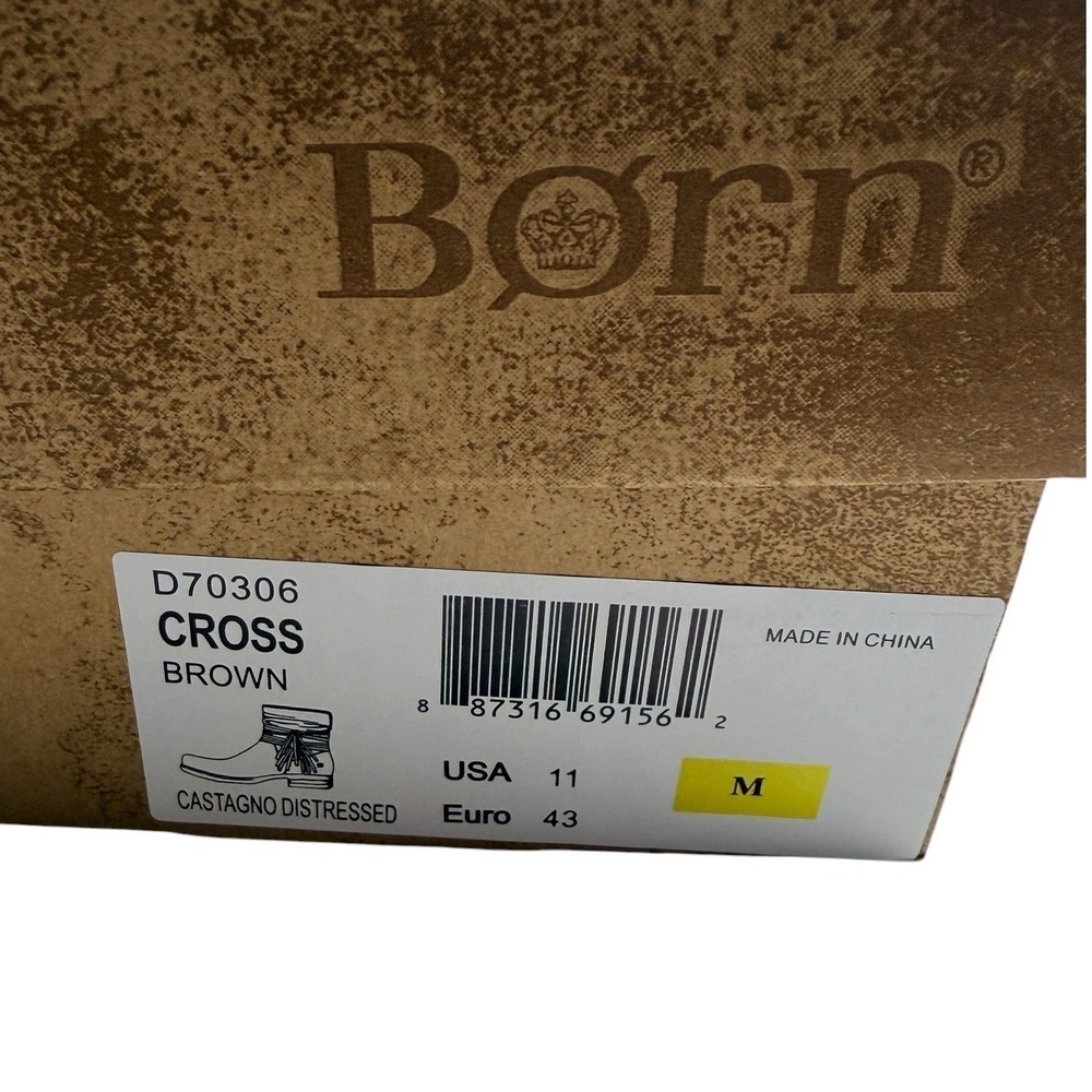 Born Cross Distressed Brown Leather Tassel Ankle Boots Womens 11 D70306 NEW - Picture 10 of 14